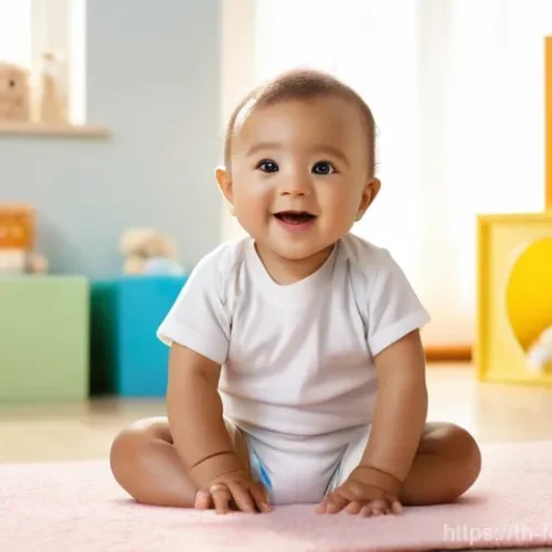 AI 작곡  인간과 기계의 협력 - **Prompt:** A heartwarming, photorealistic image of a joyful baby, approximately 12 months old, sitt...