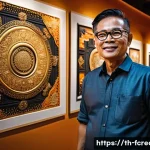 AI가 만드는 예술과 그 의미 - A futuristic artist's studio in Bangkok blending traditional Thai art with modern AI technology: a m...