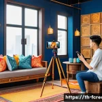 디지털 미디어와 창작자의 관계 변화 - A vibrant digital content creator workspace in Bangkok, Thailand, featuring a young Thai influencer ...