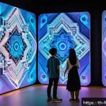 인터랙티브 아트와 창작 - A futuristic art exhibition space in Bangkok, Thailand, featuring interactive digital installations ...