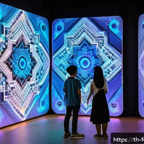 인터랙티브 아트와 창작 - A futuristic art exhibition space in Bangkok, Thailand, featuring interactive digital installations ...
