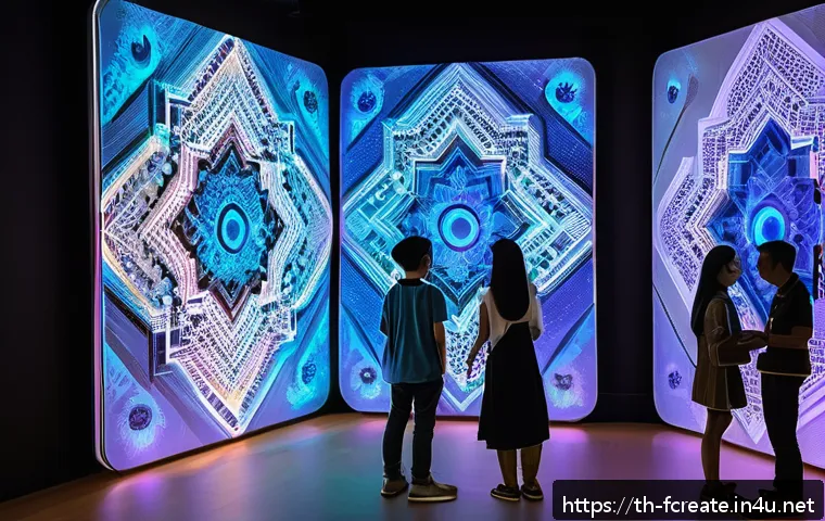 인터랙티브 아트와 창작 - A futuristic art exhibition space in Bangkok, Thailand, featuring interactive digital installations ...