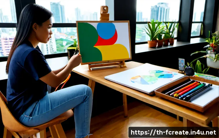 Home 29 자율 창작 시스템과 인공지능 - Photorealistic modern creative studio in Bangkok, a Thai adult designer sitting at a clean wooden de...